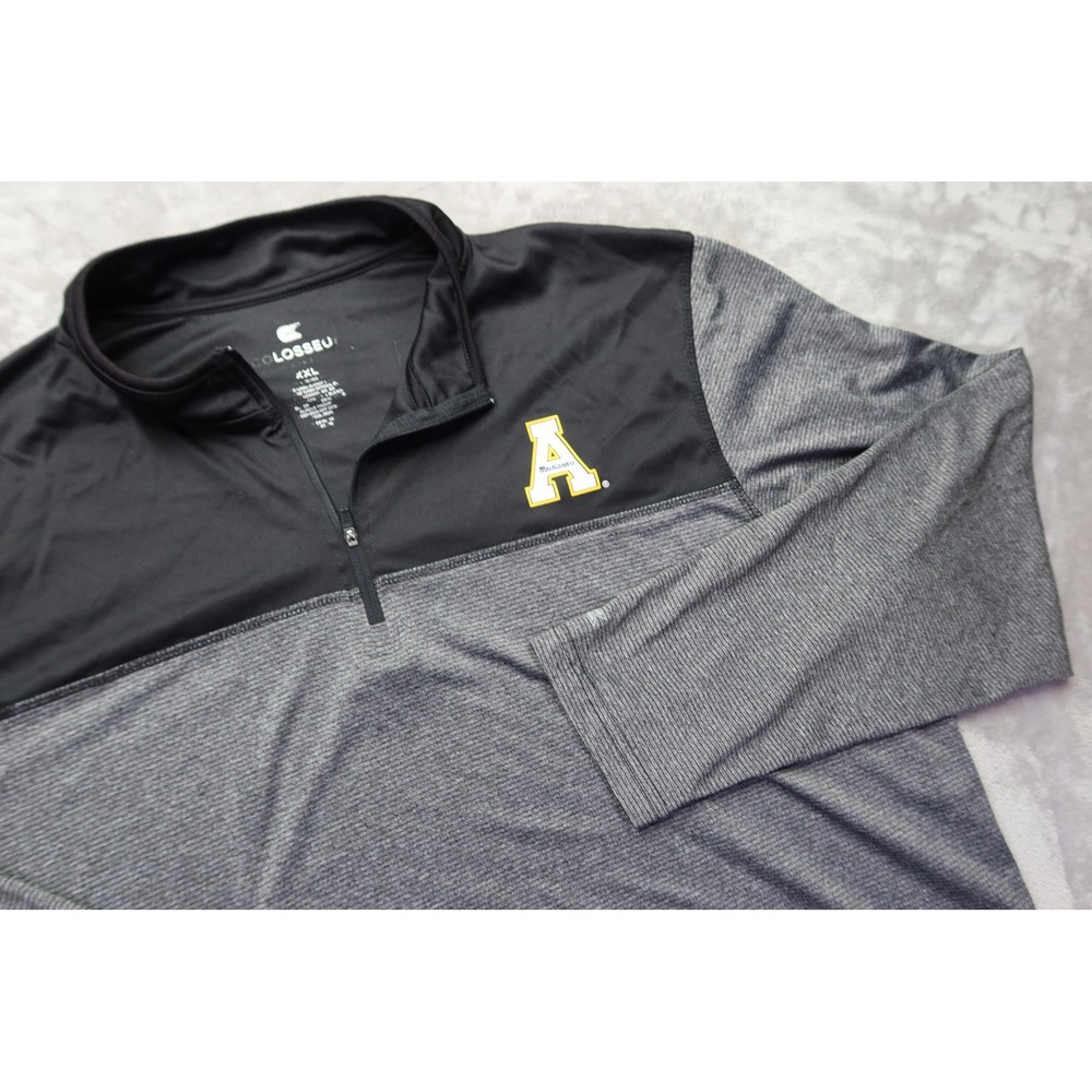 Colosseum App State Mountaineers Pullover‎ 1/4 Zip Shirt Men's XXL Gray Black